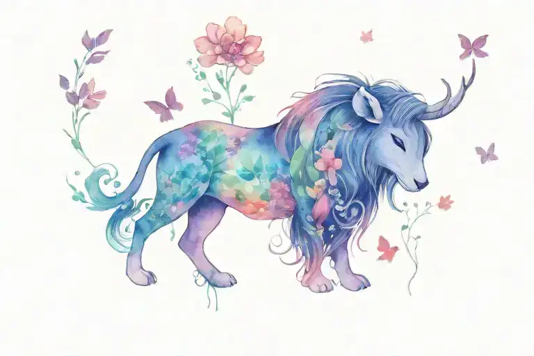 A whimsical Disney inspired tattoo featuring a magical garden with talking animals and vibrant flowers tattoo design idea
