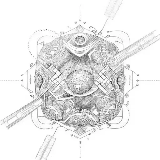 A sketch-style tattoo of parallel universes overlapping and intertwining tattoo design idea