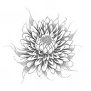 japanese hannya with chrysanthemum flowers in a blackwork style tattoo design idea