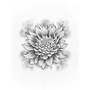 japanese hannya with chrysanthemum flowers in a blackwork style tattoo design idea