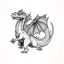 cute dragon dinosaur tattoo design idea
