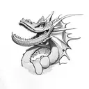 cute dragon dinosaur tattoo design idea