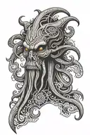 cthulhu head with cultist runes tattoo design idea