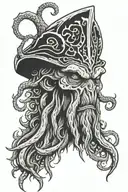cthulhu head with cultist runes tattoo design idea