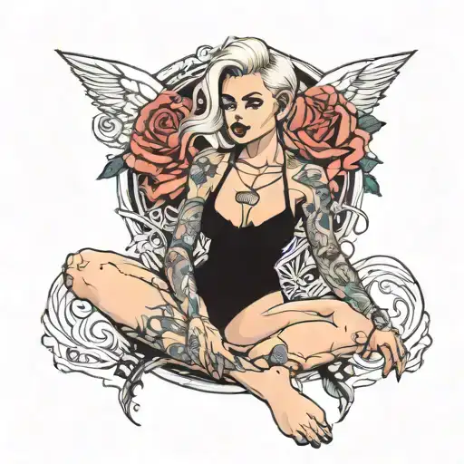 nude white girl black muscular gang tattoo design idea