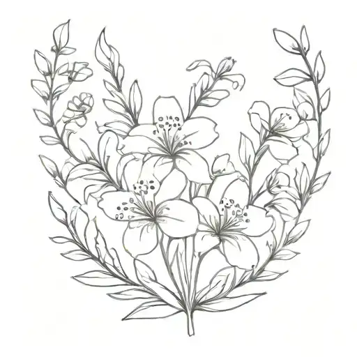 forget me nots and snapdragons bouquet tattoo design idea