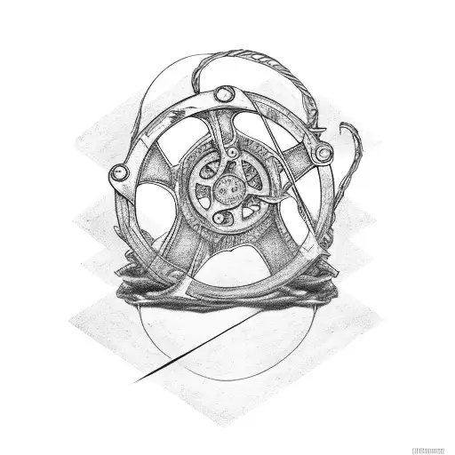 A movie reel intertwined with Lord of the Rings symbols tattoo design idea