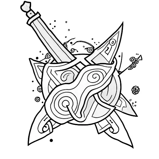 finn's sword from adventure time surronded in flowers tattoo design idea