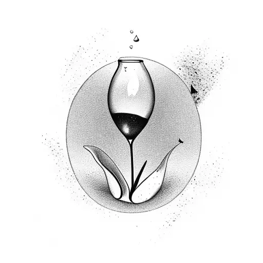 An hourglass with falling tulip petals instead of sand tattoo design idea