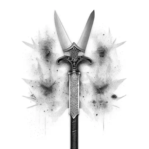 a sword or long dagger with a detailed hilt tattoo design idea