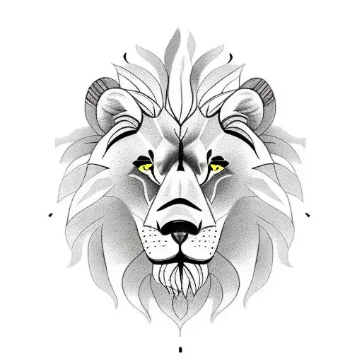 Lion head, Wolf head, lake, mountains, trees tattoo design idea