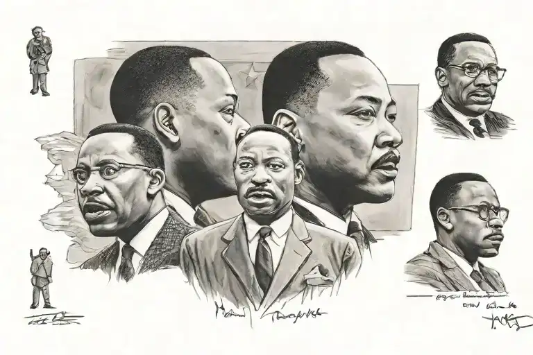 Patrice Lamumba, Martin Luther king, Malcolm x and Marcus Garvey tattoo design idea