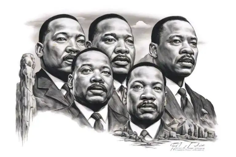 black Mount Rushmore with Patrice Lamumba, Martin Luther king, Malcolm x and Marcus Garvey tattoo design idea