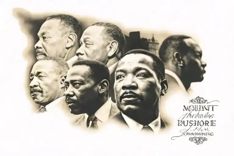 Mount Rushmore with Patrice Lamumba, Martin Luther king, Malcolm x and Marcus Garvey tattoo design idea