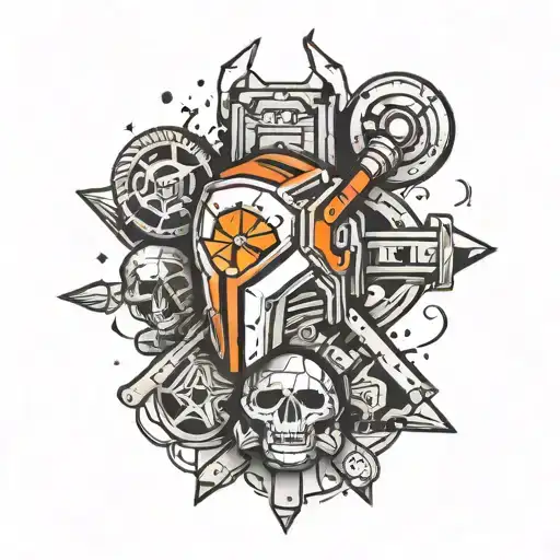 Borderlands inspired tattoo with metal elements tattoo design idea