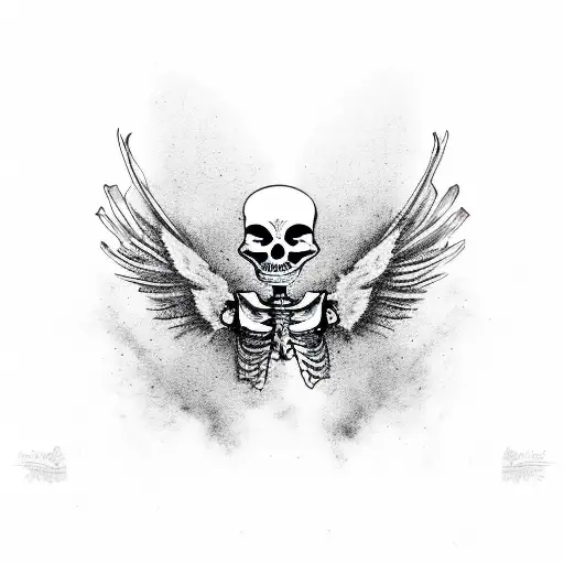 punk skeleton with wings  tattoo design idea