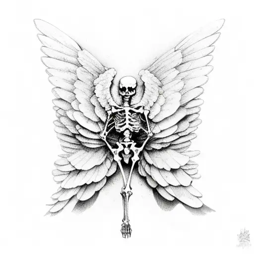 skeleton with wings  tattoo design idea