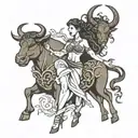 taurus Goddess with bull mythical tattoo design idea