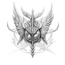 A realistic depiction of the Valkyries, warrior maidens of Norse mythology, riding into battle on their winged horses, with lightning bolts illuminating the scene and runes of protection adorning their armor. tattoo design idea