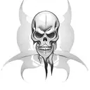 a person with a shadow of grim reaper on the back tattoo design idea