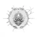 A clever and intricate tattoo design that combines musical notes with brain neurons, symbolizing the fusion of intelligence and music. tattoo design idea