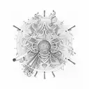 A clever and intricate tattoo design that combines musical notes with brain neurons, symbolizing the fusion of intelligence and music. tattoo design idea