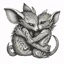 hugging each other tattoo design idea