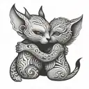 hugging each other tattoo design idea