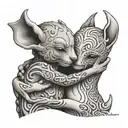 hugging each other tattoo design idea