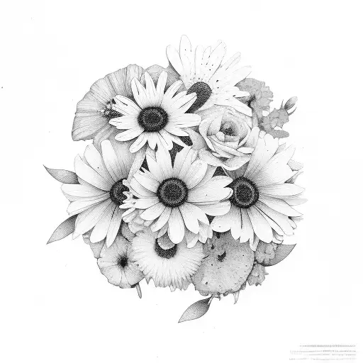 Flowers with Names Awbrey, Jaylen, and Lucas on shoulder down to elbow tattoo design idea