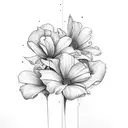 Flowers with Names Awbrey, Jaylen, and Lucas on shoulder down to elbow tattoo design idea