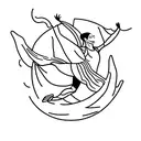 A dancer gracefully leaping over a mountain range tattoo design idea
