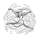 A dancer gracefully leaping over a mountain range tattoo design idea