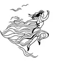 A dancer gracefully leaping over a mountain range tattoo design idea