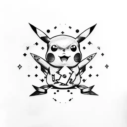 pikachu astronauta tattoo design idea