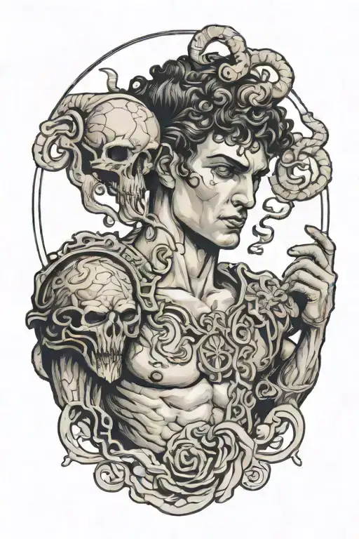 perseus holding medusas head tattoo design idea