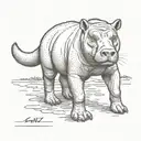 Fox-hippopotamus tattoo design idea