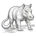 Fox-hippopotamus tattoo design idea