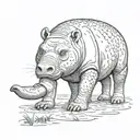 Fox-hippopotamus tattoo design idea