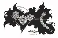 infinity symbol incorporated with name written family crest matching tatoos bright colors  tattoo design idea