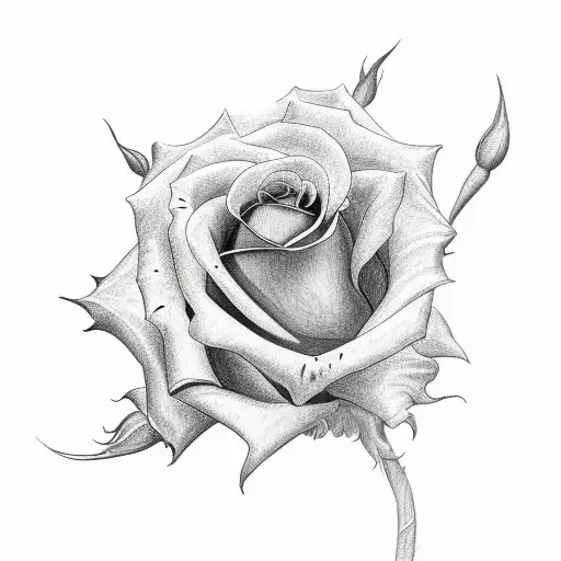 Rose with stem saying stay strong tattoo design idea