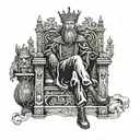 a king sitting on a throne, wheeping with "John 11:35" written under it  tattoo design idea