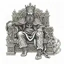 a king sitting on a throne, wheeping with "John 11:35" written under it  tattoo design idea