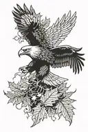 Eagle bright fall leaves tattoo design idea