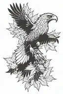 Eagle bright fall leaves tattoo design idea