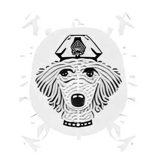 Black poodle dog with superman cape tattoo design idea