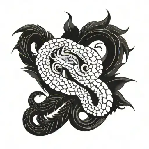 3d mexican feathered snake tattoo design idea