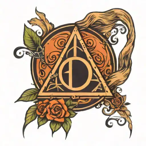 deathly hallows emo style tattoo design idea