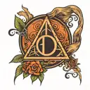 deathly hallows emo style tattoo design idea