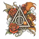 deathly hallows emo style tattoo design idea